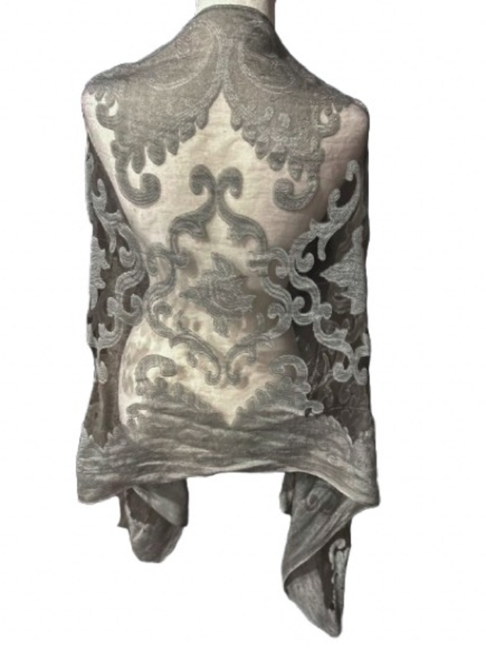 NWT Sheer Gray Scarf Wrap Shawl PRETTY PERSUASION Great Floral Illusion New